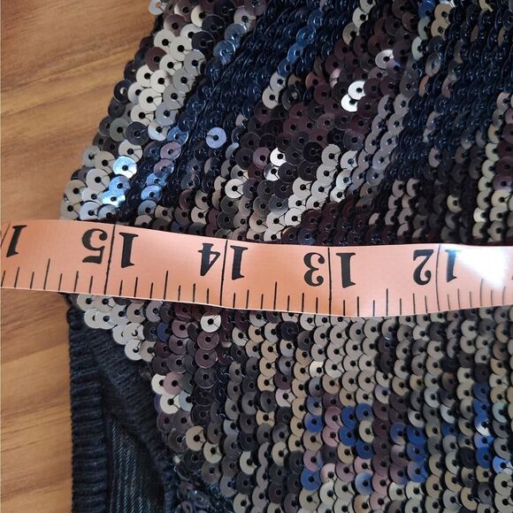 Guess Womens Sequin Mini Dress Black Sleeveless Textured Bodycon Cocktail Small - Picture 9 of 10